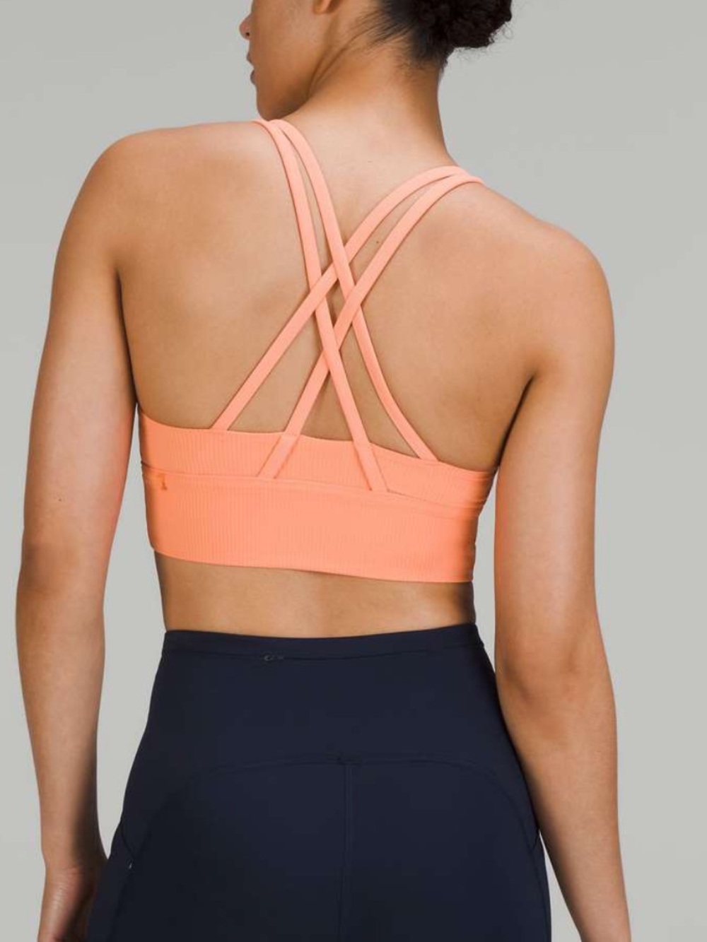LULULEMON WOMENS ENERGY RIBBED SPORTS BRA ORANGE 2/XS